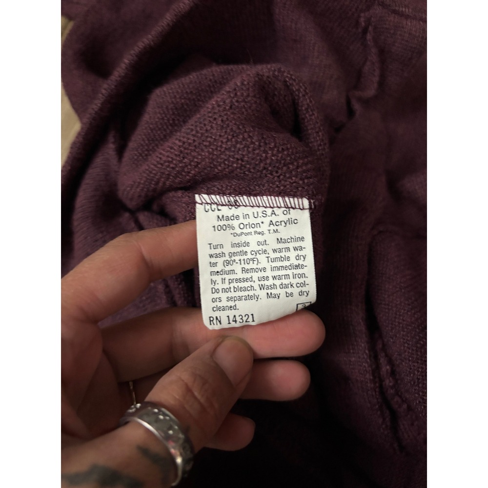 Vintage Christian Dior Cardigan Burgundy Wool Blend Size L Mens - Picture 7 of 10